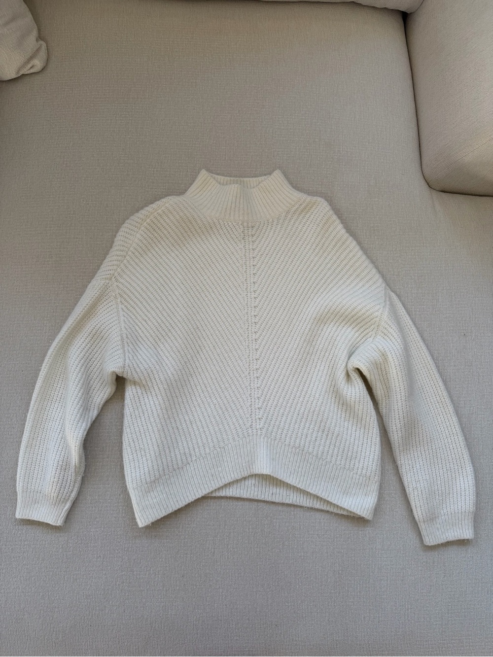 Express Cream Ribbed Mock-Neck Sweater - Picture 2 of 5